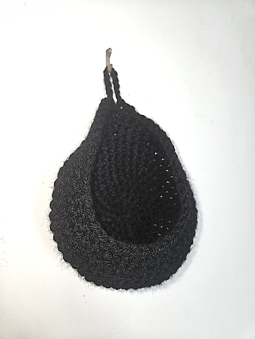 Handmade Crochet Hanging Basket Black Acrylic Yarn Wall Organizer Small Storage